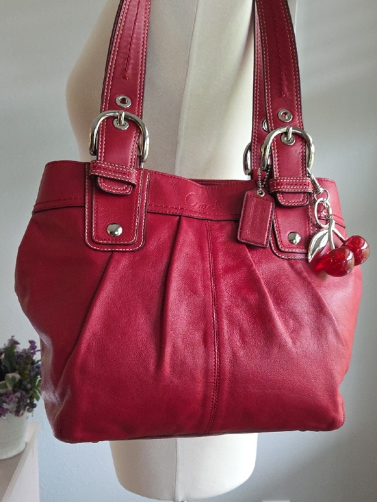Coach Handbags - COACH Red Medium SOHO Pleated Leather Shoulder Bag 2006